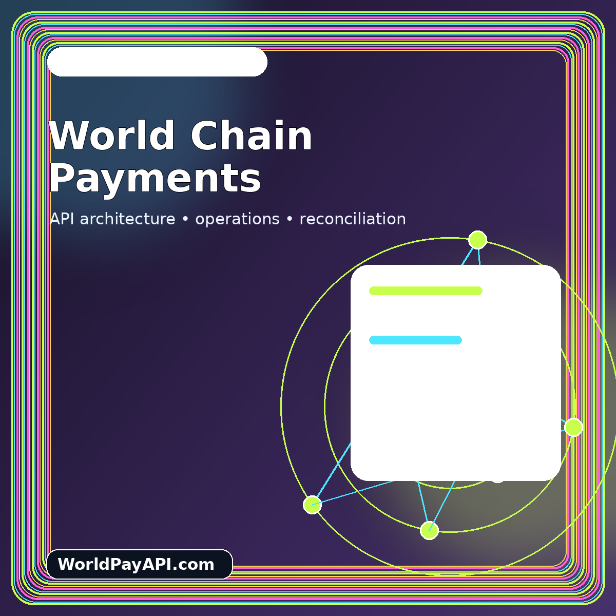 Neon World Chain payment flow showing a mini app, user wallet, stablecoin transfer, and verification service